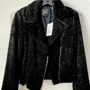 Theory Faux Fur Biker Jacket
